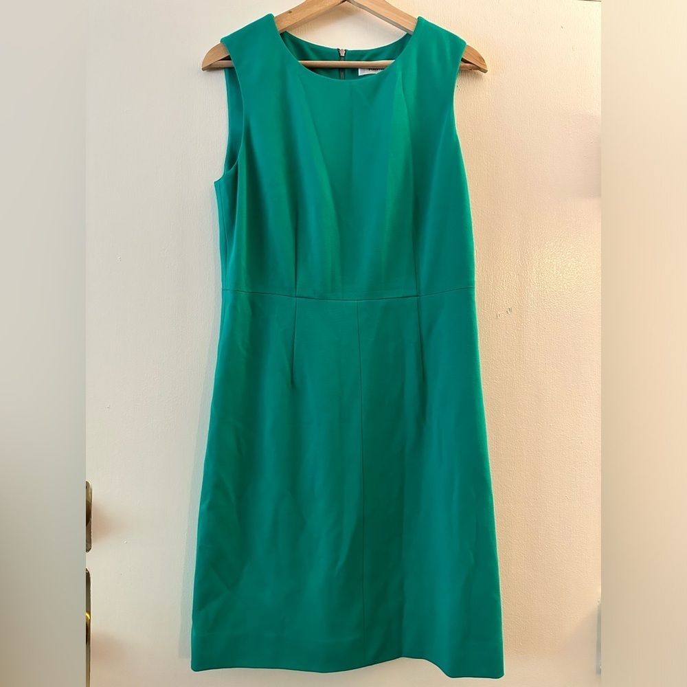 Diane Von Furstenberg 10 Green Mini Dress Sleeveless Pockets Summer Stretch